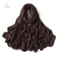 Modal cotton solid color scarf for women, soft draped shawl hijab in coffee brown color. - Coffee