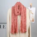 Pink crinkled long scarf for women, lightweight spring sheer wrap and versatile neck scarf. - Dusty Pink