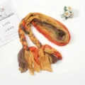 Pañuelo trenzado a mano color otoño bufanda arrugada mujeres moda estilo étnico accesorio - Degradado caqui y amarillo