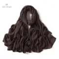 Modal rayon solid color scarf detail view, dark khaki women shawl and ethnic headscarf. - Dark Khaki