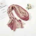 Women fashion braided scarf multi-color soft shawl elegant long hijab daily casual accessory - Dusty Pink and Beige Gradient