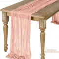 Pink gauze table runner crinkled boho wedding party decor 90x340cm rustic table cloth - Coral Pink No. 42
