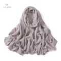 Solid color modal rayon double needle shawl women fashion casual scarf light grey - Light Gray