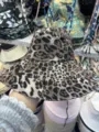 Damen Leopardenmuster Eimerhut mit breiter Krempe, lässiger Sommer Sonnenschutz Hut mit Kordel. - Leopard Khaki