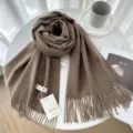 Solid color cashmere scarf winter warm tassel scarf elegant brown daily wear fashion accessory - 36# Khaki