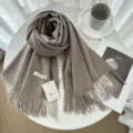 Solid color cashmere winter scarf for women, elegant tassel design, soft and warm. - 37# Light Brown