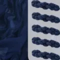 Navy blue crinkle cheesecloth table runner, boho style fabric decor in braided bundle format. - No. 32 Navy Blue
