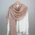 Solid color cotton linen scarf shawl for women, elegant lightweight hijab wrap for daily wear. - Khaki