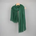 Dark green solid color linen crinkle scarf, lightweight sun protection hijab and fashion shawl. - Dark Green