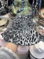 Damen Mode Leopard Print Bucket Hat Lässig Große Krempe Sonnenhut Retro Schick Strand - Leopardenmuster Schwarz