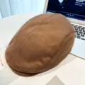 Brown suede flat cap for women, stylish autumn winter duckbill hat, trendy casual chic headwear. - One Size / Coffee