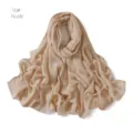 Modal rayon solid color hijab shawl soft lightweight women scarf nude color detail show - Nude
