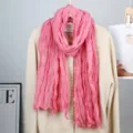 Women pink crinkled scarf lightweight solid color neck wrap elegant spring summer fashion accessory - Leather Red