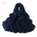 Detailed view of a dark blue modal cotton scarf, showing soft texture and fine stitching. - Dark Blue