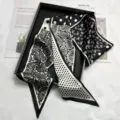 Black and white paisley and polka dot silk twilly scarf detail, chic handbag ribbon or hair band. - Black and White Paisley