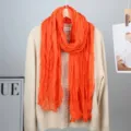 Orange crinkle lightweight scarf women plain long versatile spring fashion shawl wrap - Orange