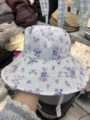 Floral bucket hat for women, wide brim sun hat with cute purple print for casual outdoor wear. - Flower Purple