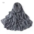 Solid color modal rayon hijab scarf, soft drape double-needle stitched long shawl wrap. - Gray