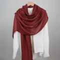 Solid color cotton linen scarf women summer thin shawl breathable Korean style head wrap. - Burgundy