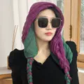 Women's handmade braided headscarf stylish ethnic wrap hat versatile fashion head wear - Fashion Green