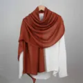 Solid color cotton linen scarf lightweight sun protection shawl for women daily wear - Red