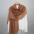Solid brown lightweight shawl scarf, elegant thin breathable drape for daily casual wear. - Brown