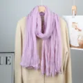 Solid color crinkled gauze long scarf for women, versatile thin spring and summer shawl. - Purple
