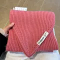 Pink knitted short scarf, cozy winter neck warmer, soft chunky knit stylish winter accessory. - Rose Red