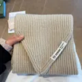 Cozy beige knitted neck warmer winter short scarf soft warm ribbed wool accessory for women - Apricot