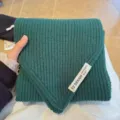 Cozy dark green thick knit short scarf for women, soft warm winter neck warmer accessory. - Dark Green