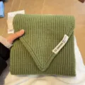 Cozy green knitted winter short scarf for women, soft warm chunky knit neck warmer. - Vibrant Green