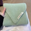 Cozy light green knitted scarf, soft chunky knit winter neck warmer for women daily wear. - Fresh Green
