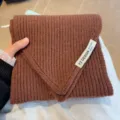 Brown knitted short scarf for women autumn and winter cozy soft warm chunky knit neck warmer - Tan