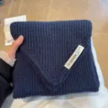 Cozy thick knit winter neck warmer scarf for women, soft warm short woolen neck scarf - Navy Blue