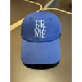 Blue baseball cap with white letter embroidery, casual soft top sun hat for daily wear outdoor. - Blue