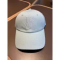 Light blue soft top baseball cap with embroidered letters, casual minimalist sun hat. - Green