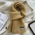 Women Winter Warm Yellow Knitted Scarf Fashion Solid Color Wool Blend Shawl Casual Cozy - Yellow
