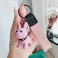 Schattige roze hars Franse bulldog sleutelhanger tas charm puppy hanger accessoire - Roze Franse bulldog