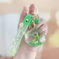 Green starfish liquid keychain with cute shell pendant and flower strap for bags. - Green Starfish Shell Drift Bottle