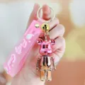 Gegalvaniseerde Verloop Roze Beer Sleutelhanger Schattige Cartoon Schooltas Hanger - Gradiënt Violent Bear - roze-geel