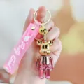 Portachiavi con orsetto sfumato galvanizzato simpatico ciondolo borsa cinturino rosa - Orso violento sfumato - giallo e rosa