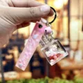Cute unicorn liquid drifting bottle keychain, pink strap keyring, sweet bag charm. - Perfume Bottle Unicorn-Pink