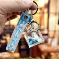 Liquid perfume bottle unicorn keychain cute floating charm bag pendant car key ring accessory - Perfume Bottle Unicorn-Blue