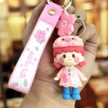 Leuke Sakura Meisje Cartoon Sleutelhanger Roze Siliconen Tas Hanger Cadeau Feest - Kersenbloesemmeisje met varkentje