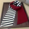 Écharpe tricotée rayée rouge noir blanc automne hiver chaud mode foulard femme soft - Bordeaux à rayures noires et blanches