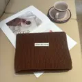 Sciarpa in maglia marrone morbida calda inverno scaldacollo stile carino dettaglio di qualità. - Motivo a lingotto caffè