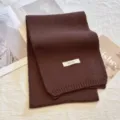 Brown winter knitted scarf for women, cozy solid color wool scarf, versatile cold weather neck warmer. - Solid Coffee