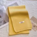 Solid color knitted scarf for women, cozy winter neck warmer, yellow knit fashion scarf. - Solid Yellow