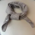 Cozy wool-blend knit triangular scarf in neutral taupe, versatile winter neck warmer. - Khaki