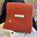 Korean style wool blend knitted scarf with shell accent, warm solid winter neck warmer. - Caramel color